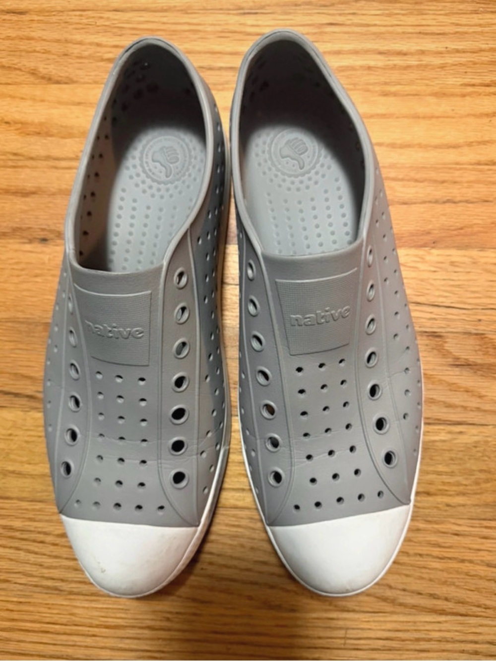 Native Slip-On Sneakers in Gray & White